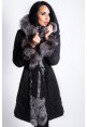 Dámsky textilný kabát s kožušinou Ankara black